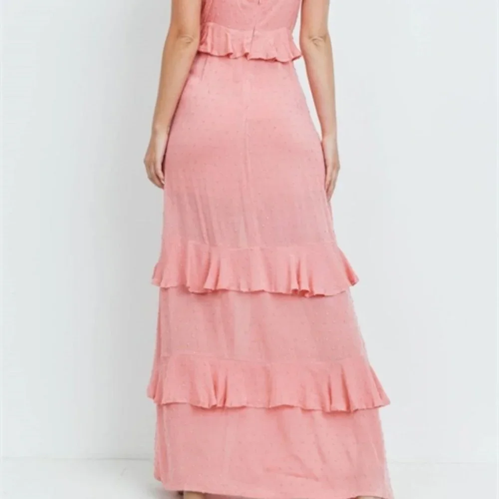 PINK MAXI TEXTURED DRESS - Picture 6 of 10